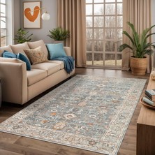 Elivora Dizayn Zack Desenli Şönil Pamuk Tabanlı Yıkanabilir Kaymaz Antibakteriyel Salon Halısı 80X300