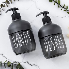 Elivora C-527 2'li Sıvı Sabunluk Seti - Mutfak-Banyo Tezgah Üstü Temizlik Seti - Cam 425 ml