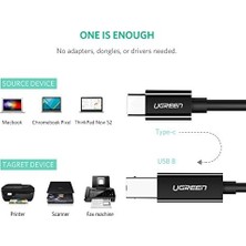Elivora USB Type-C To USB B Yazıcı Kablosu 2 Metre Siyah