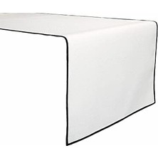 Elivora Siyah Biyeli Runner 45X150 Cm, Beyaz