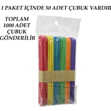 EkoAlışverişDünyam Renkli - 1000 Adet Ahşap Elişi - Dil Çubuk 15CM x 1.8cm (5510)
