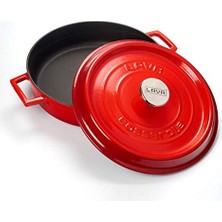 Elivora Casserole Çok Fonksiyonlu, 3.40 Litre LVYST28K2R, Kırmızı/siyah