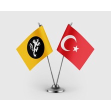 Punto Dizayn Memlük Sultanlığı ve Türk Bayrağı İkili Saten Masa Bayrağı Takımı
