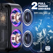 Elivora Kablosuz Mikrofonlu Bluetooth Hoparlör, W-Kıng 80W Taşınabilir Yüksek Sesli Parti Bluetooth Bluetooth Box Müzik Kutusu -2 Tam Aralıklı Sürücüler/derin Bas, 105DB Ses, Karaoke Makinesi/ıpx5/u-Disk/tf