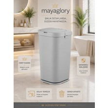 MAYAGLORY Mega Boy (50LITRE) Otomatik Kapaklı Çamaşır Sepeti Koku Hapseden Kapak Sistemi Temiz/kirli Sepeti Banyo Düzenleyici Çamaşır Selesi