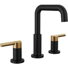 Elivora Musluk Nicoli Yaygın Banyo Bataryası 3 Delikli, Siyah/altın Banyo Bataryası, Banyo Lavabo Bataryası, Tahliye Montajı, Mat Siyah/şampanya Bronz 35849LF-GZ