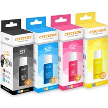 Elivora Hp GT51XL - GT52 Için 4 Renk Mürekkep Seti 1X90ML 3X70ML