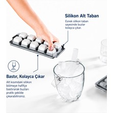MAYAGLORY Kapaklı Plastik Buz Kalıbı Silikon Tabanlı 12LI Buzmatik Kolay Çıkarılır ve Doldurulabilir Sızdırmaz Saklama Kabı Buz Kovası Buzluk Dondurucu