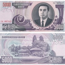 Benim Koleksiyonum Kuzey Kore, 5.000 Won (2006) Çil Yabancı Eski Kağıt Para