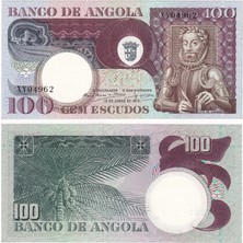Benim Koleksiyonum Angola, 100 Eskudo (1973) Çil Eski Yabancı Kağıt Para