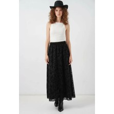 Style Line Kadın Desenli Siyah Etek
