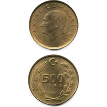 Benim Koleksiyonum Türkiye, 500 Lira (1991) Çil Eski Madeni Para