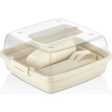 UltraMint 32 Parça Kare Piknik Seti, Tabak, Çatal, Kaşık, Bıçak, Bardak ve Saklama Çantası