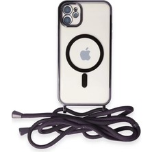 Esplendor Newface Apple iPhone 11 Kılıf Divo Lazer Askılı Magsafe Kapak - Derin Mor