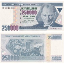 Benim Koleksiyonum Türkiye,, 7.emisyon 3.tertip 250.000 Tl Çil Eski Kağıt Para
