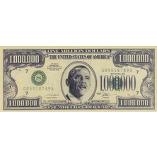 Benim Koleksiyonum A.b.d. Barack Obama 1.000.000 Usd (Bir Milyon Dolar) Fantezi Para