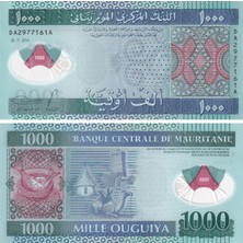Benim Koleksiyonum Moritanya, 1.000 Ugiya (2014) Çil Eski Yabancı Polimer Para
