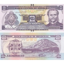 Benim Koleksiyonum Honduras, 2 Lempiras (2014) Çil Eski Yabancı Kağıt Para