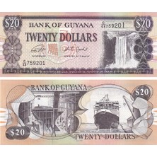 Benim Koleksiyonum Guyana, 20 Dolar (2018) Çil Eski Yabancı Kağıt Para