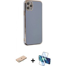 İlk El Grup Pilelistore™ iPhone 11 Pro Max Kılıf Yankı Serisi - Siyah 3D Antistatik Seramik Nano Ekran Koruyucu + Renkli Kamera Lens Koruma Cam - Mı