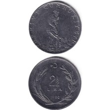 Benim Koleksiyonum Türkiye, 2 1/2 Lira (1980) Çil Eski Madeni Para