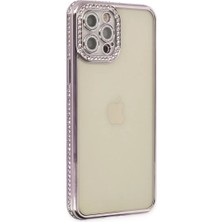 Esplendor Newface Apple iPhone 12 Pro Kılıf Joke Taşlı Silikon - Mor