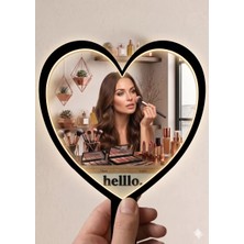 Esplendor Kalp Tasarım Kırılmaz Pleksi El Aynası - 10X10 cm Unisex Çanta Boyu