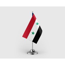 Punto Dizayn Suriye Devleti Tekli Saten Masa Bayrağı Seti