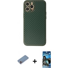 İlk El Grup Pilelistore™ iPhone 12 Pro Max Kılıf Ahenk Işık - Siyah 34D Izgaralı Cam + Shine Kamera Lens Koruma Cam - Pe