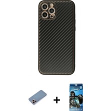 İlk El Grup Pilelistore™ iPhone 12 Pro Max Kılıf Ahenk Işık - Siyah 34D Izgaralı Cam + Shine Kamera Lens Koruma Cam - Pe