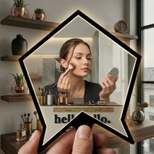 Esplendor Kırılmaz Pleksi El Aynası 10X10CM - Çanta Boyu Geometrik Tasarım - Kadın &amp; Erkek Bakım Aynası