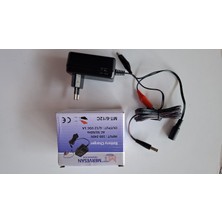 Mervesan 6V 12V 1A Akülü Araba Şarj Aleti Krokodil Kablolu Otomatik Şarj Kesici Universal Girişli 2 Metre Kablo