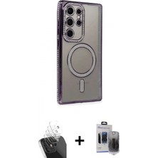 İlk El Grup Pilelistore™ Galaxy S24 Ultra Kılıf Zirve Doku Prime - Siyah Vanessa Magic Hayalet Cam + Kamera Lens Koruma Cam - Sf