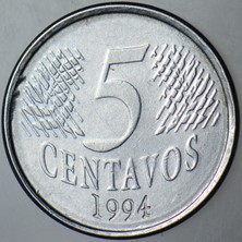 Banknoting Brezilya 5 Centavos 1994.