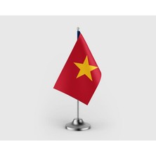 Punto Dizayn Vietnam Tekli Saten Masa Bayrağı Seti