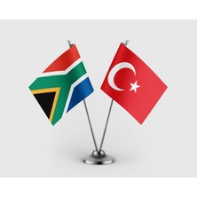 Punto Dizayn Güney Afrika Bayrağı Türk Bayrağı Ikili Saten Masa Bayrağı Takımı