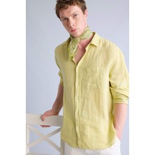 DeFacto %100 Keten Relax Fit Uzun Kollu Gömlek F4598AX25HS