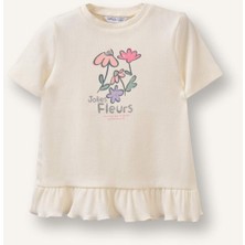DeFacto Bisiklet Yaka Floral Fitilli Kaşkorse Kısa Kollu Tişört Kız Bebek H3000A526SM