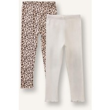 DeFacto Leopar Desenli Fitilli Kaşkorse 2'li Tayt Kız Bebek H3004A526SP