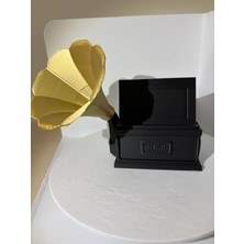 Filamel Nostaljik Gramofon Tasarımlı Akustik Telefon Standı - Elektriksiz Ses Yükseltici Masaüstü Tutucu (Siyah-Altın)