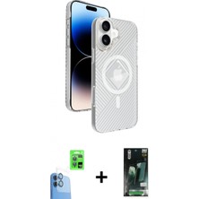 Pileli Store Pilelistore™ iPhone 16 Kılıf Nova Modern Prime - Siyah 360 Mat Full Body Arka Koruyucu + Raze Metal Kamera Lens - Lt