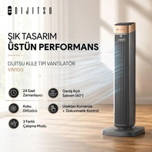 Dijitsu VN100 Kule Tipi Vantilatör – 45W, Zaman Ayarlı, 3 Hız Kademeli, Koku Difüzörü, Uzaktan Kumandalı, Dokunmatik Kontrol, Geniş Açılı Salınım 60°