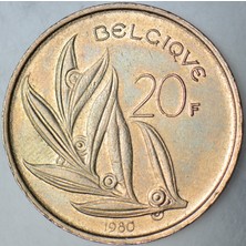 Banknoting Belçika 20 Frank 1980 Belgıque. Kral Baudouın Dönemi. Çilaltı.
