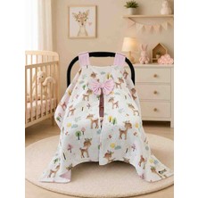 Sallhome Baby Textile Sallhome Baby Müslin Puset Minderi ve Puset Örtüsü Seti Ceylan Desenli %100 Pamuk
