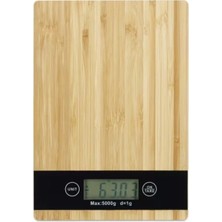Premini Dijital Mutfak Tartısı, 5kg, Bambu Görünümlü, Hassas Ölçüm