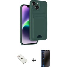 İlk El Grup Pilelistore™ iPhone 14 Kılıf Vadi Çizgi Prime - Siyah 3D Antistatik Hayalet Cam Ekran Koruyucu + Diamond Kamera Lens - Kı