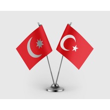Punto Dizayn Osmanlı Devleti Bayrağı Türk Bayrağı Ikili Saten Masa Bayrağı Takımı