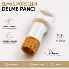 Badem10 Seramik Granit Delme Pançı 20 mm M14 Uyumlu Vakumlu Elmas Kesici Uç Porselen Fayans Delme Aparatı