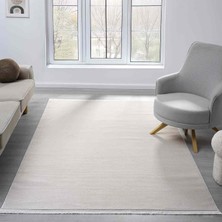 Pera Halı Düz Krem Bej Sade Dikey Çizgili Modern Yıkanabilir Halı - MK12001BJS