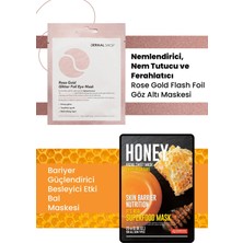 3 Katmanlı Rose Gold Göz Maske ve Bariyer Güçlendirici, Besleyici, %100 Pamuk Bal Maske Seti
